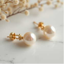 Pearl Accent Hoop Earrings with Freshwater Pearl