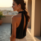Sleeveless Halter Neck Top in Solid Neutral