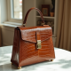 Vintage Top-Handle Bag in Crocodile Pattern