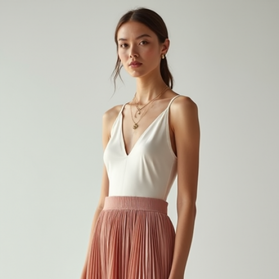 Satin Maxi Skirt in Pleated Satin