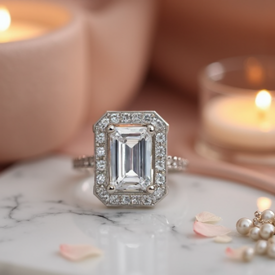 Rhinestone Cocktail Ring with Cubic Zirconia