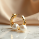 Pearl Accent Hoop Earrings with Freshwater Pearl