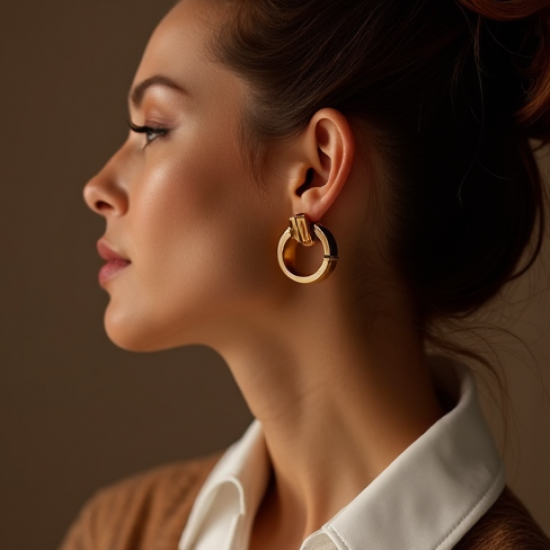 Geometric Hoop Earrings in Geometric Shape