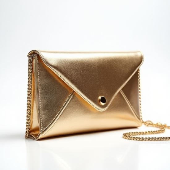 Metallic Envelope Clutch with Gold Chain