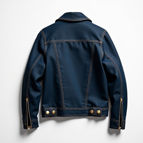 Denim Biker Jacket with Oversized Collar