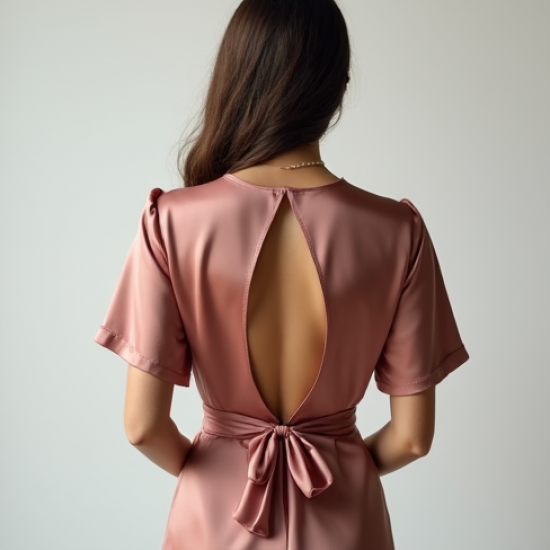 Satin Wrap Top with Keyhole Back