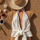 Crochet Halter Neck Top with Tie Front