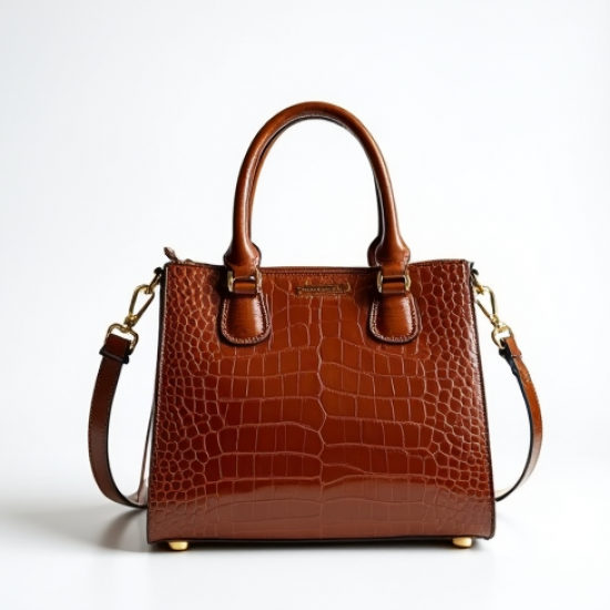 Structured Top-Handle Bag in Crocodile Pattern