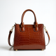 Structured Top-Handle Bag in Crocodile Pattern