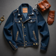 Denim Biker Jacket with Oversized Collar