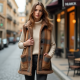 Plaid Faux Fur Vest with Deep Pockets