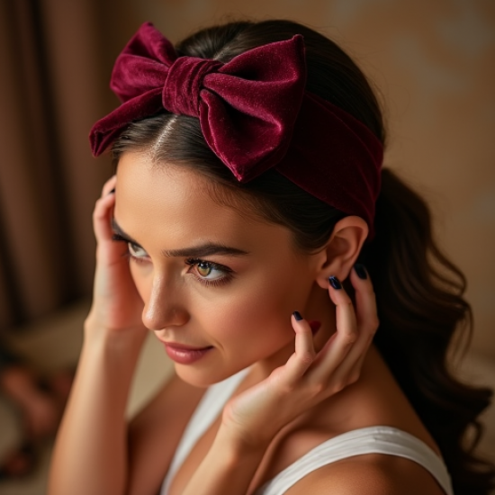 Velvet Velvet Headband with Bow Accent