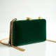 Velvet Clutch Bag with Gold Chain