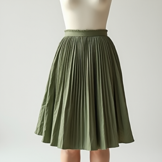 Satin Mini Skirt in Pleated Satin