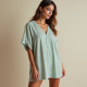 Striped Tunic Top with Dropped Shoulders