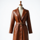 Faux Leather Cardigan Coat with Belt Closure