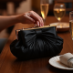 Pleated Clutch Bag with Bow Accent
