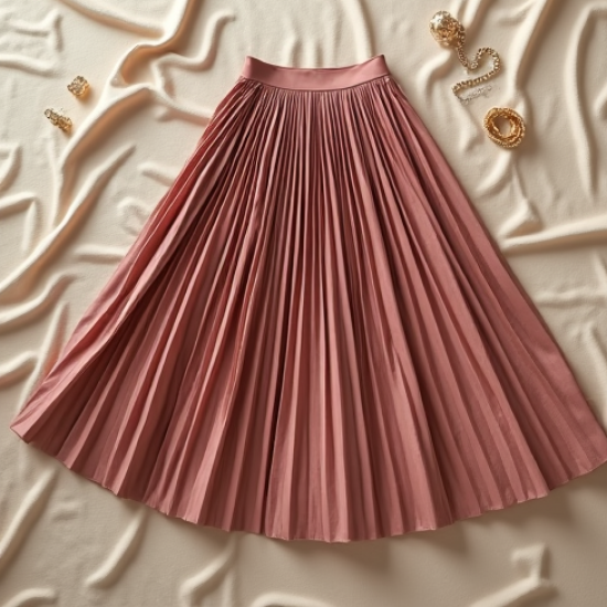 Pleated Pleated Skirt in Pleated Satin