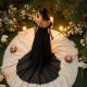 Off-Shoulder A-Line Party Dress with Backless Design