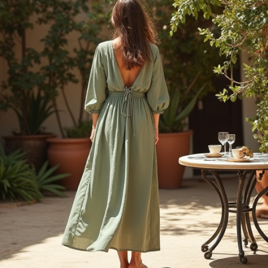 Ethereal Peasant Dress with Slit Detail