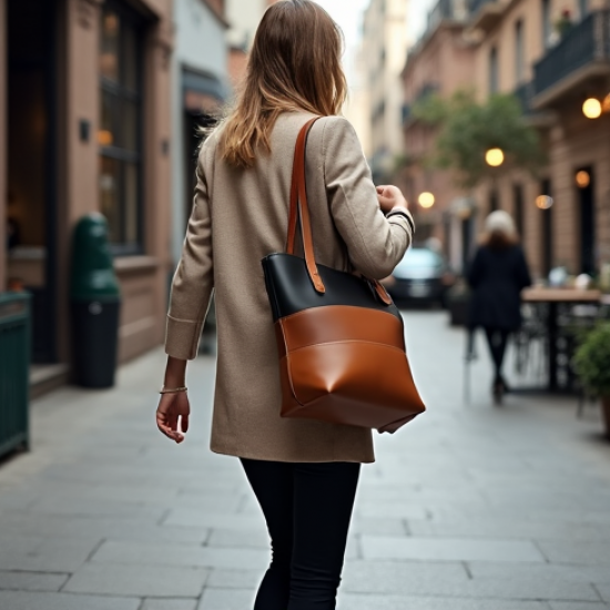 Minimalist Tote Bag in Two-Tone Color