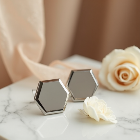 Silver-Tone Hoop Earrings in Geometric Shape