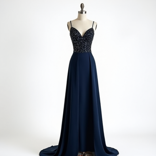 A-Line Evening Gown with Slit Detail