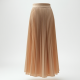 Ribbed Midi Skirt in Pleated Satin