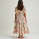 Floral Peasant Dress with Puffed Sleeves