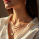 Layered Layered Necklace with Heart Motif