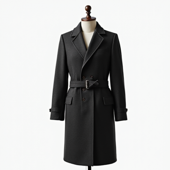 Wool Blend Overcoat with Belt Closure