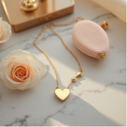 Layered Layered Necklace with Heart Motif