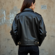 Oversized Biker Jacket with Gold Buttons