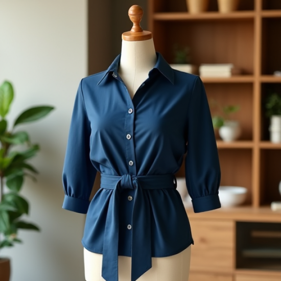 Button-Down Button-Up Shirt with Tie Front