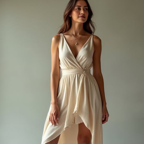 Vintage Wrap Dress with Slit Detail