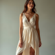 Vintage Wrap Dress with Slit Detail