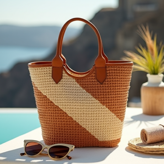 Woven Woven Basket Bag in Two-Tone Color