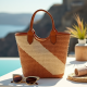 Woven Woven Basket Bag in Two-Tone Color