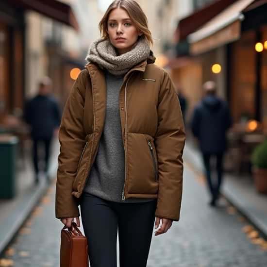 Cropped Puffer Coat in Earth Tones