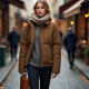 Cropped Puffer Coat in Earth Tones