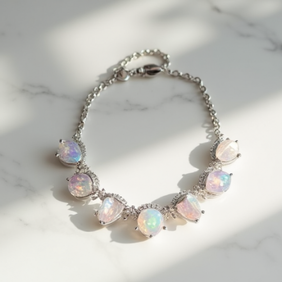 Crystal Charm Bracelet in Opal Tint