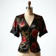 Printed Satin Blouse with Keyhole Back