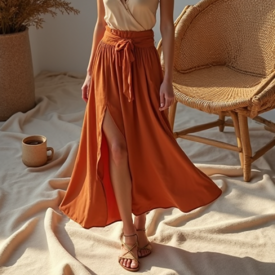 Wrap Maxi Skirt with Side Slit