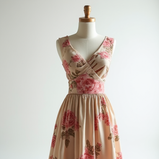 Floral One-Shoulder Dress with V-Neckline