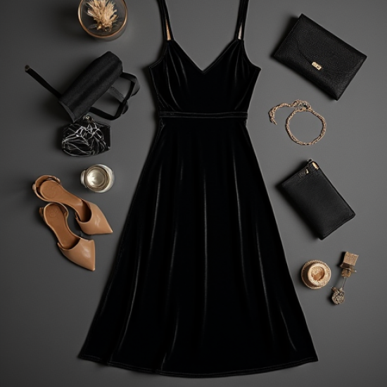 Velvet Slip Dress with Slit Detail