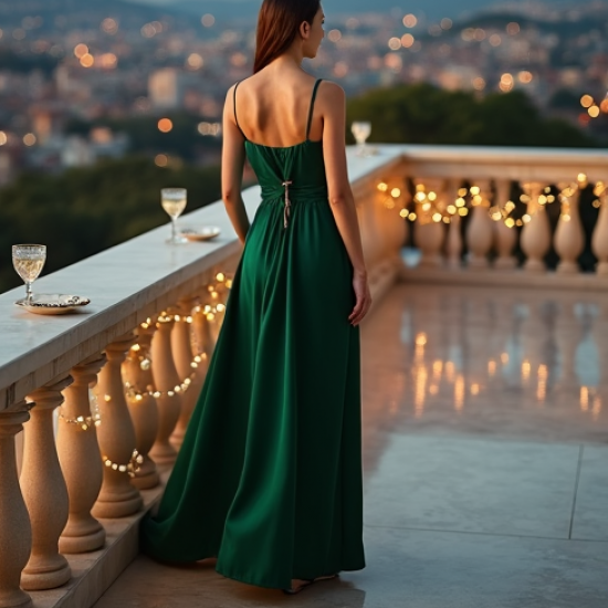 Silk One-Shoulder Dress with Empire Waist