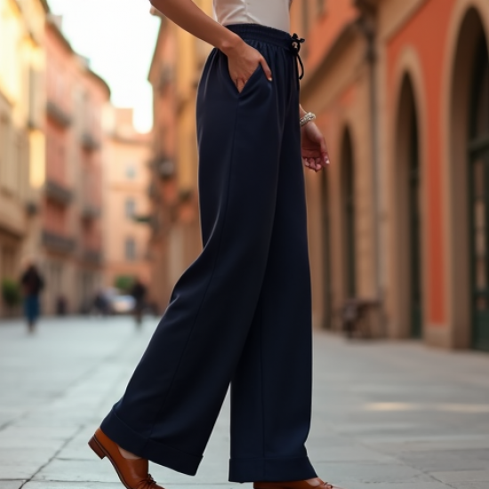 Wide-Leg Trousers with Elastic Waist