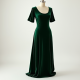 Velvet A-Line Party Dress with Slit Detail