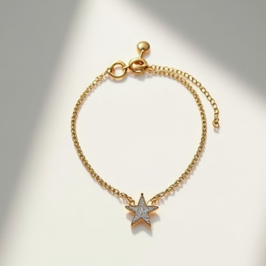 Gold-Plated Charm Bracelet with Star Pendant