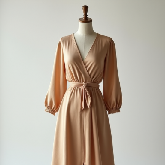 Silk Wrap Dress with V-Neckline